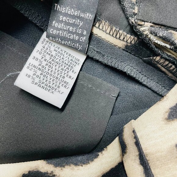 Diane Von Furstenberg Womens Black Animal Print Mary Mikado Pants Size 10 - Picture 4 of 11